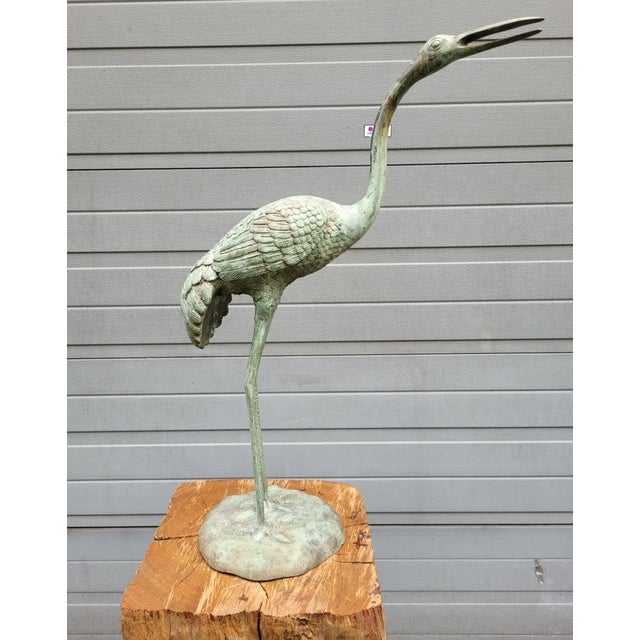 Antique Bronze Statue of a Crane For Sale - Image 4 of 8