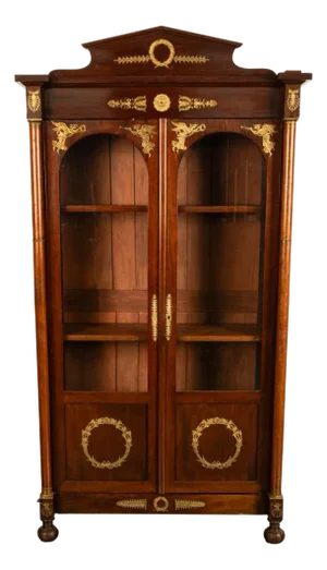 Antique French Empire Mahogany Ormolu Bookcase Bibliotheque Display Cabinet 1810