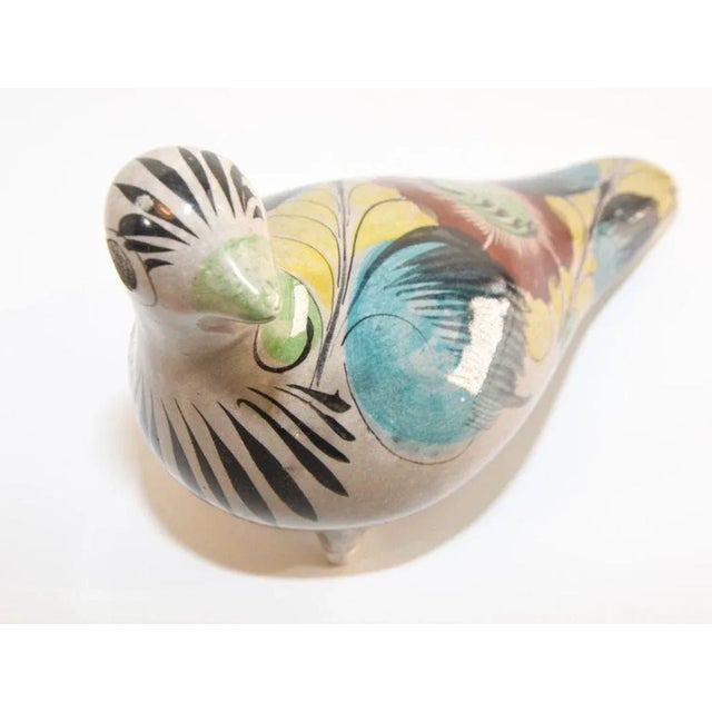 Cerulean 1950s Vintage Mexican Tonala Pottery Hand Painted Bird For Sale - Image 8 of 12