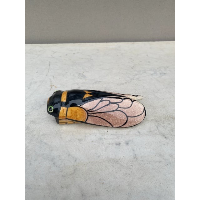 French French Majolica Cicada Wall Pocket Vallauris Circa 1950 For Sale - Image 3 of 7