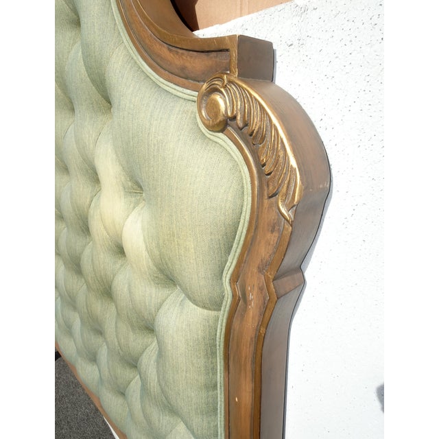 Headboard ~ French Provincial Louis XVI Style Green Tufted Full Queen Headboard For Sale - Image 11 of 15