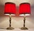 Metal Vintage Table Lamps with Figurative Brass Base and Handmade Fabric Shade, 1960s, Set of 2 For Sale - Image 7 of 12