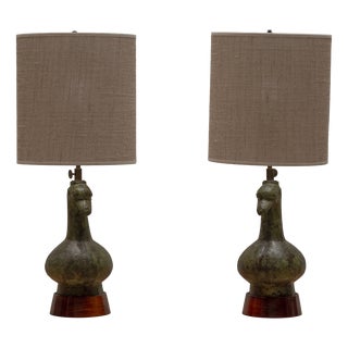 Mid-Century Modern French Table Lamps, 1970s, Set of 2 For Sale