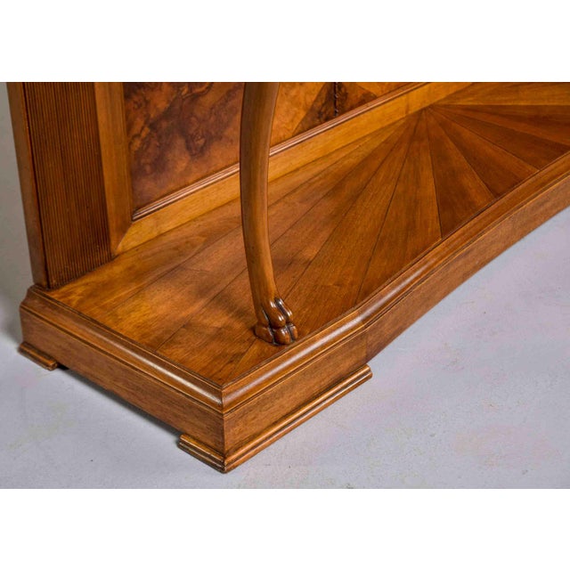 Italian Art Deco Three Drawer Walnut Console With Crotch Veneer For Sale - Image 12 of 12