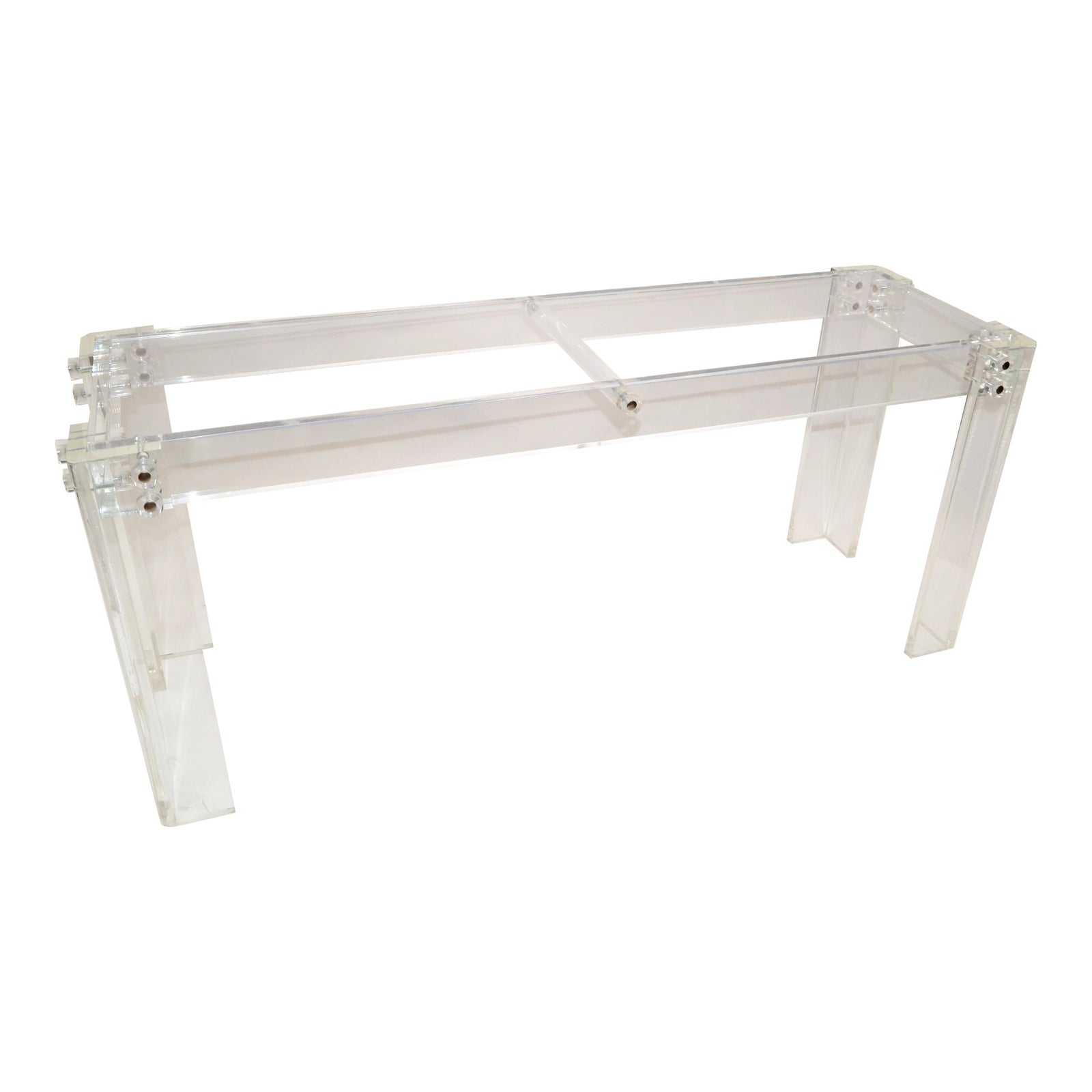 Modern Long Transparent Lucite Console, Hallway Table | Chairish