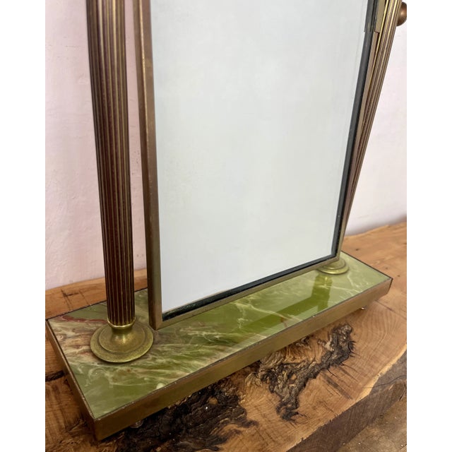 1950s Mid-Century Art Deco Style Brass and Onyx Dressing Table Mirror, 1950s For Sale - Image 5 of 12