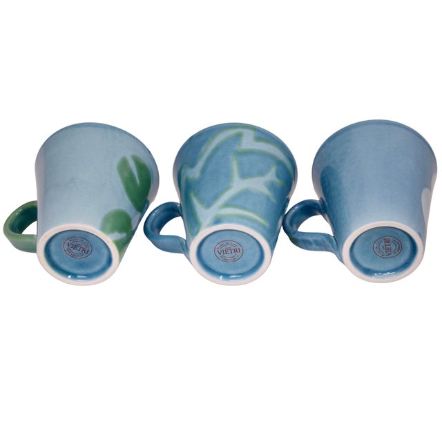 2000 - 2009 Italian Vietri Aqua Mugs - Set of 3 For Sale - Image 5 of 5