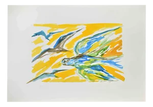 Arturo Pagano, Birds, Watercolor, 1980s