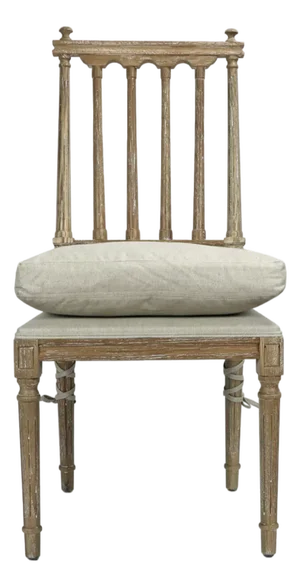 Matthew Izzo Home Barnaby Pine Wood Armless Side Chair With Lattice Back and Tie Cushion