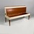 Italian Art Deco bench in wood and white leather, 1940s Bench with rectangular seat and backrest upholstered in light...