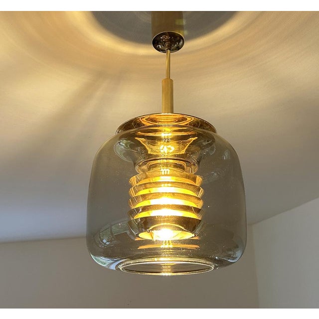 Metal Vintage Glass Pendant Light from Erco, 1970s For Sale - Image 7 of 14