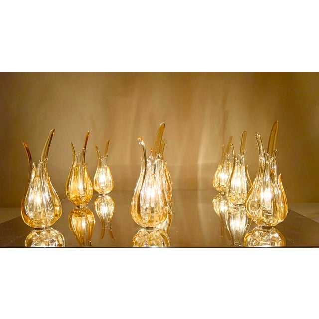 Metal Murano Tulip Glass Ceiling Light by Aureliano Toso For Sale - Image 7 of 18