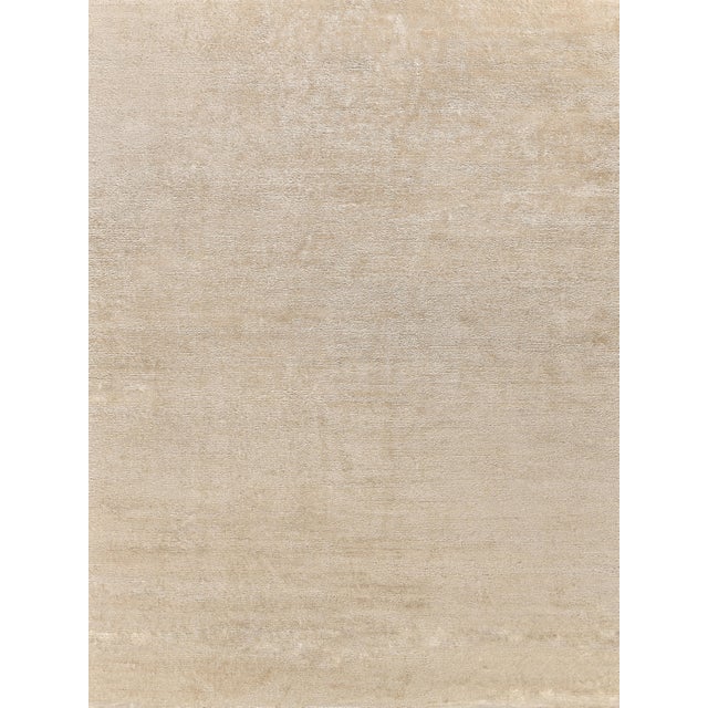 Wood Exquisite Rugs Plush Hand-Knotted Bamboo Silk & Mohair Ivory Rug-10'X14' For Sale - Image 7 of 7