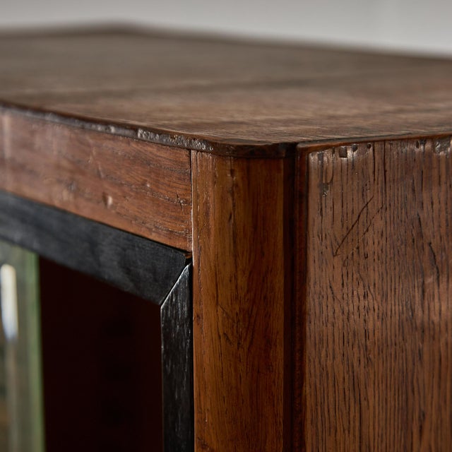 Vintage Oak Display Cabinet with Sliding Glass Panels, 1950s For Sale - Image 16 of 18