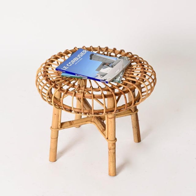 Franco Albini Italian Side Table in Rattan and Bamboo from Franco Albini, 1960s For Sale - Image 4 of 11