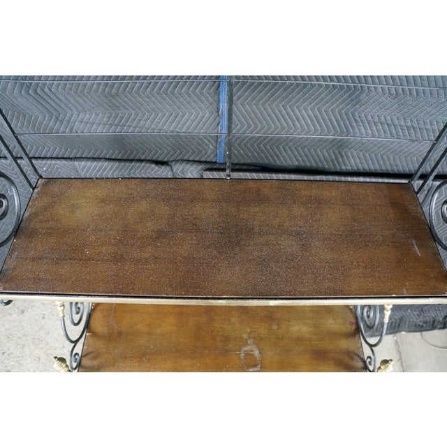Vintage French Scrolled Iron & Brass Bakers Rack Etagere Wall Shelf Bookcase 86" For Sale - Image 12 of 18