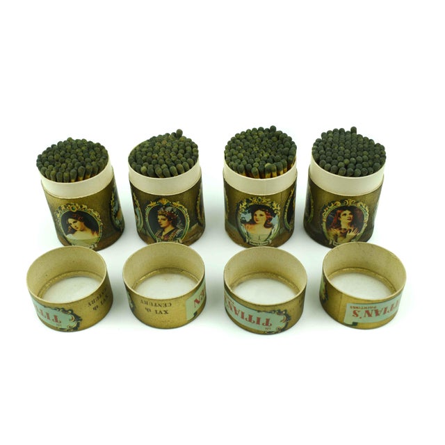 Vintage Italian Match Box With Woman in Titian's Paintings Design - Set of 4 With Original Matches For Sale - Image 6 of 10