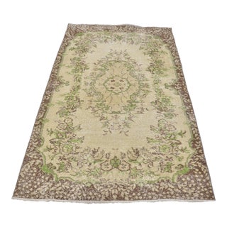 1950s Ethnic Small Oushak Wool Carpet For Sale