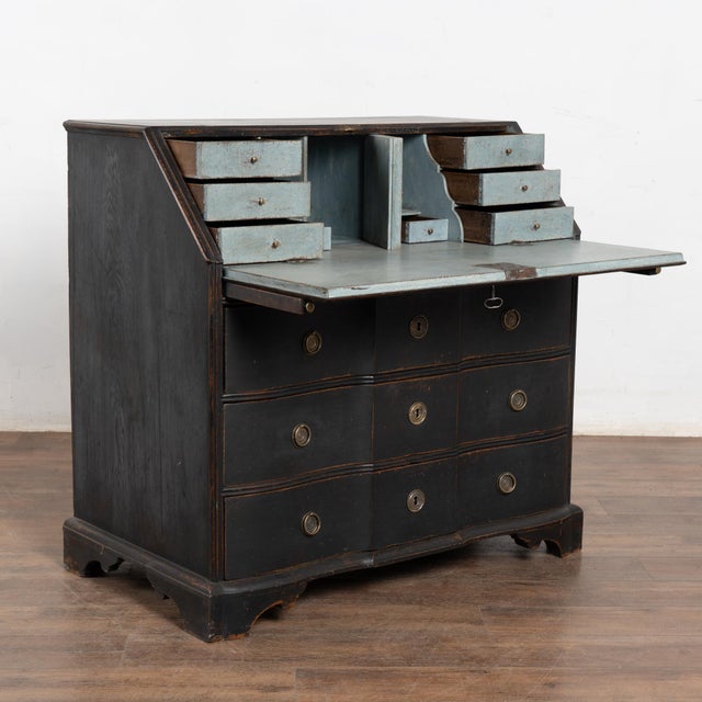 Rococo Late 18th Century Black Oak Secretary Bureau From Denmark For Sale - Image 3 of 16