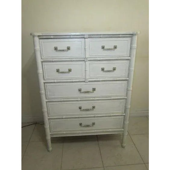 1980s Vintage Hollywood Regency Chest 5 Drawer by Henry Link White Color For Sale - Image 12 of 12