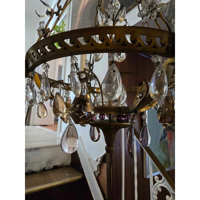 Bronze Antique Bronze Crystal Maison Bagues Style Chandelier For Sale - Image 8 of 12