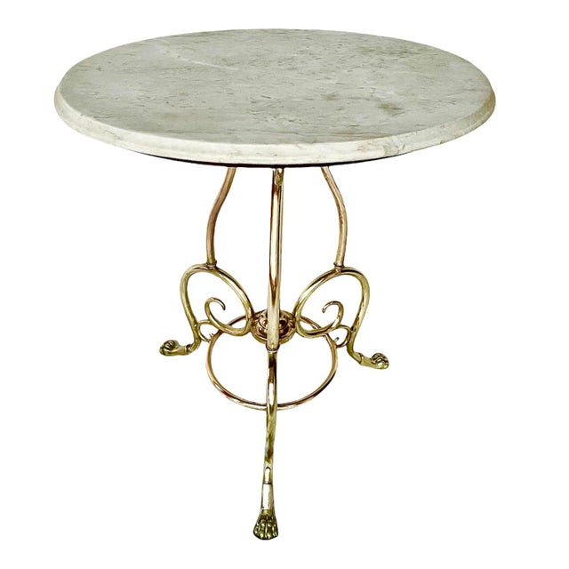 1970s 1970s Italian Brass Accent Table With Marble Top For Sale - Image 5 of 5