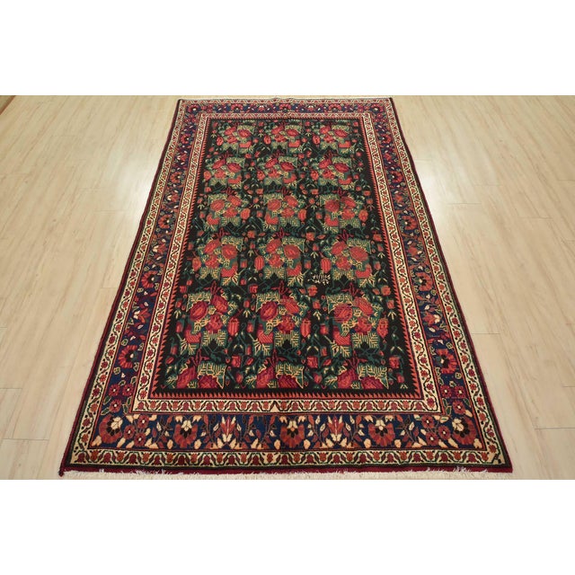 Farmhouse Vintage Afshar Rug 5'4'' X 8'3'' Black Wool Traditional Hand-Knotted Carpet For Sale - Image 3 of 15