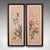 This is a pair of antique guó huà decorative panels. An Oriental, watercolour on woven silk cotton frieze, dating to the...