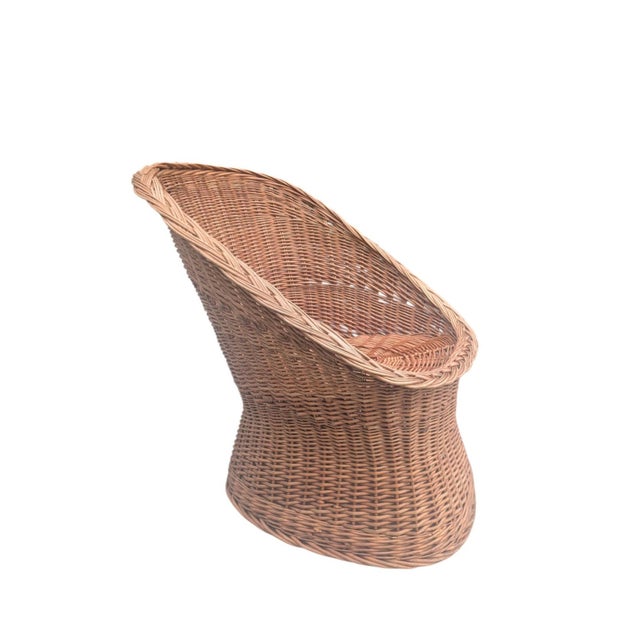 1960s French Wicker Barrel Chair/Egg Chair with a Thick Woven, Braided Trim 29.5" Tall Last Image is for Scale Purposes....