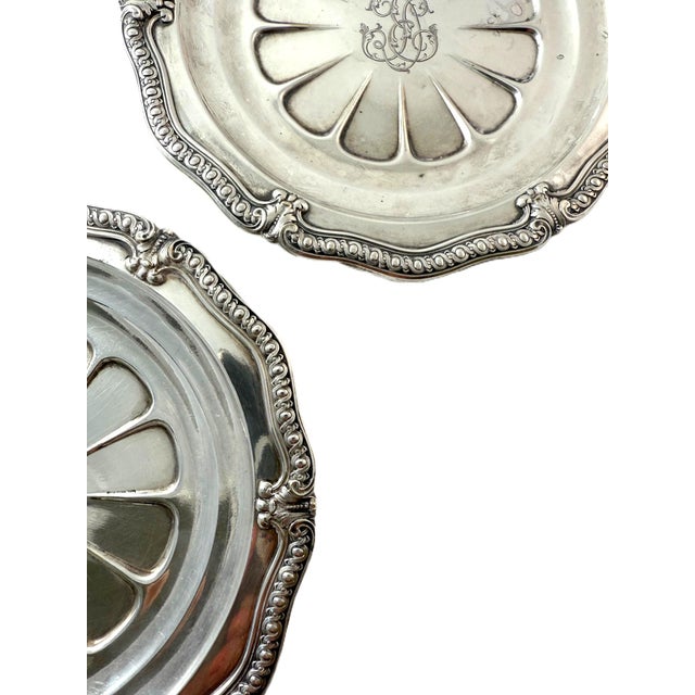 French Pair of Odiot Silver Plate Wine Coasters: French Antique Trivets For Sale - Image 3 of 6