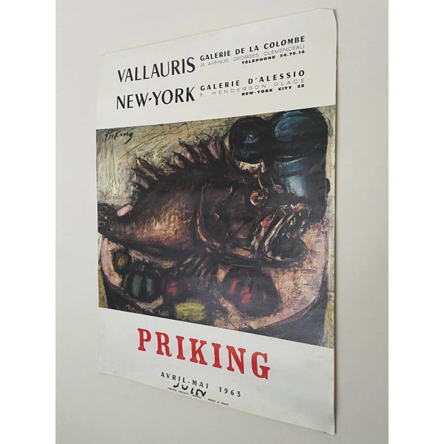 An original vintage poster for a 1963 joint exhibit of German postwar & contemporary painter, Franz Priking, in Vallauris,...
