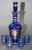 Cobalt Blue Enameled Glass Liquor Set Decanter and Glassesy - Set of 5 For Sale In Palm Springs - Image 6 of 13