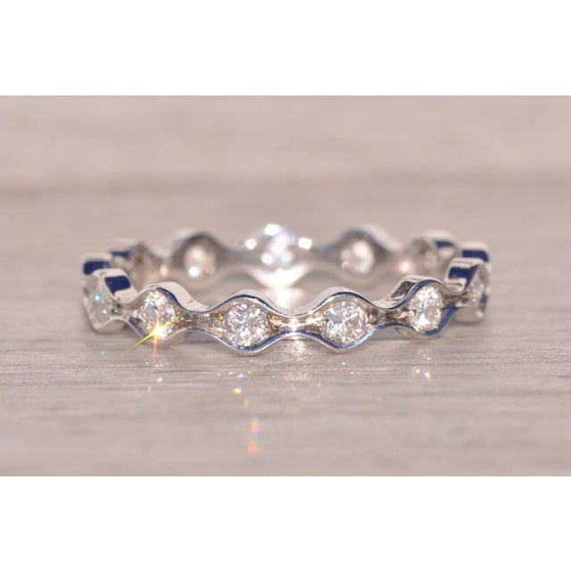 Contemporary The Magnolia: Designer Signed White Gold Diamond Station Band For Sale - Image 3 of 7