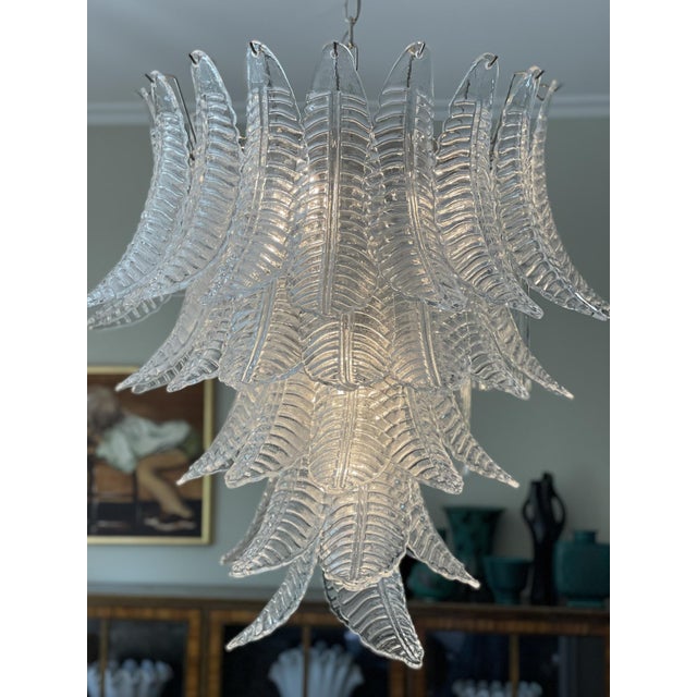 Murano Glass Feather Chandelier For Sale - Image 6 of 8