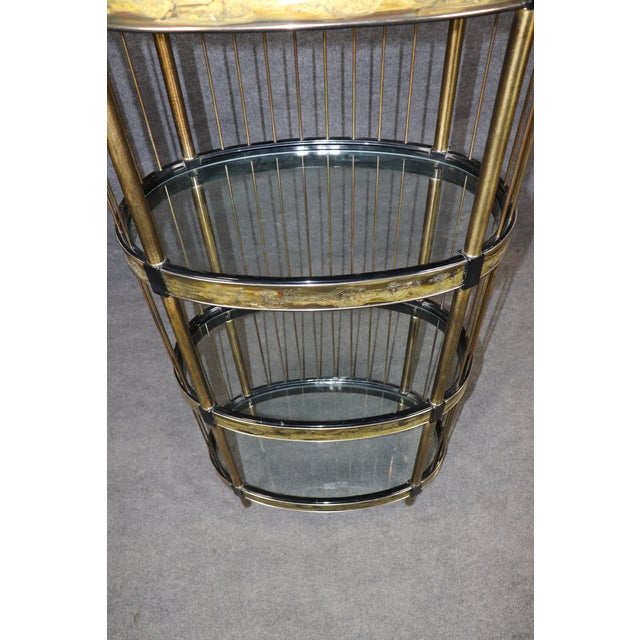 Metal Bernard Rohne for Mastercraft Acid Etched Modern Brass and Metal Etagere For Sale - Image 7 of 10