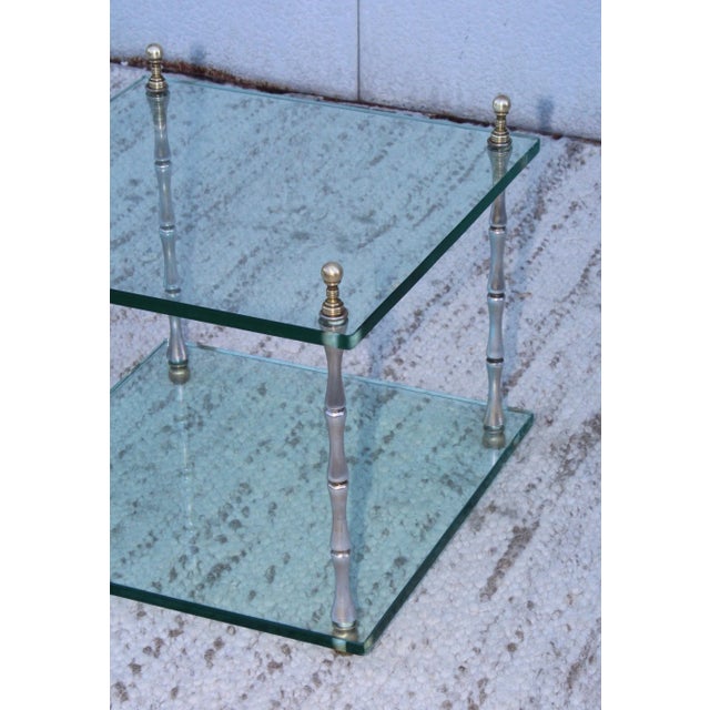 Mid-Century Modern Faux Bamboo Two-Tier End tables by Baker - A Pair For Sale - Image 3 of 13