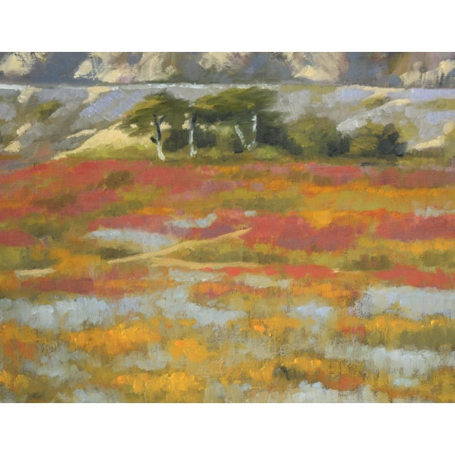Mountain Landscape With Wildflowers in the Marsh in Acrylic on Canvas For Sale - Image 4 of 7