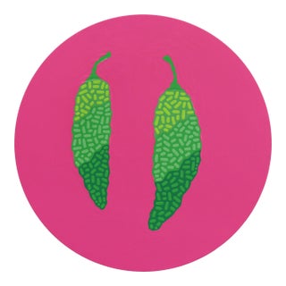 Circulo De Jalapenos - Original Vibrant Abstract Still Life Acrylic Painting on Panel by Will Beger For Sale
