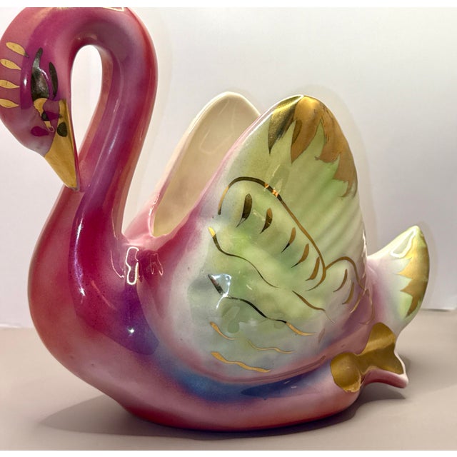 Mid-Century Modern Vintage 1950’s Ceramic Swan Planter For Sale - Image 3 of 11
