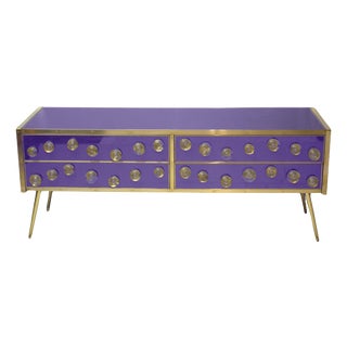 Purple Sideboard with Murano Glass from Justfurnituress SRL For Sale