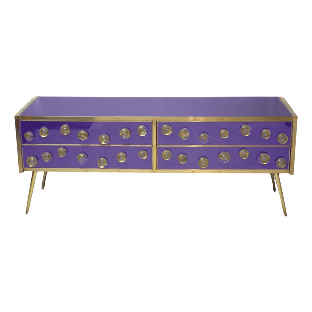 Purple Sideboard with Murano Glass from Justfurnituress SRL For Sale
