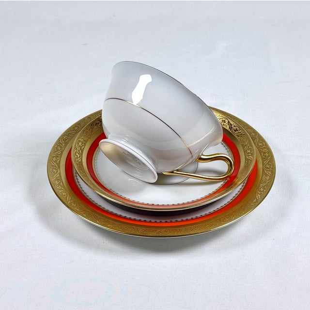 Traditional Vintage Tirschenreuth Bavaria Gold-Gilt Porcelain Tea Trio Set for 6, 18 Pieces For Sale - Image 3 of 8
