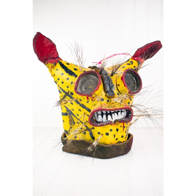 Mid 20th Century Ceremonial Leather Tiger / Jaguar Mask From Guerrero, Mexico For Sale - Image 10 of 17