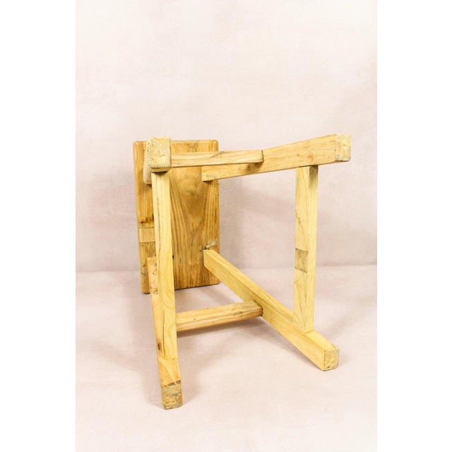 Vintage Rustic Stool in Elm For Sale - Image 4 of 5