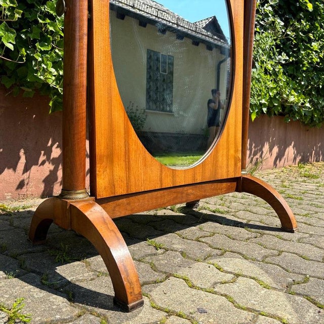 Tan Empire Standing Mirror in Walnut For Sale - Image 8 of 12