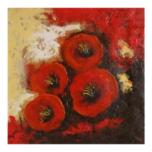 Red Flowers, Unknown Artist Oil on Canvas