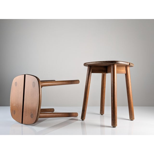 Wooden Stools by Pierre Gautier Delaye, France, 1960s, Set of 2 For Sale - Image 4 of 18