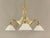 Solid brass chandelier with opal glass shade The lamp gives a cozy, non-glaring light. Surface polished. Newly electrified...