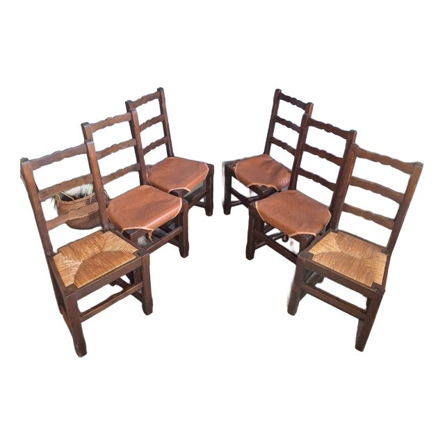 Chairs in Straw and Wood, 1890s, Set of 6 For Sale