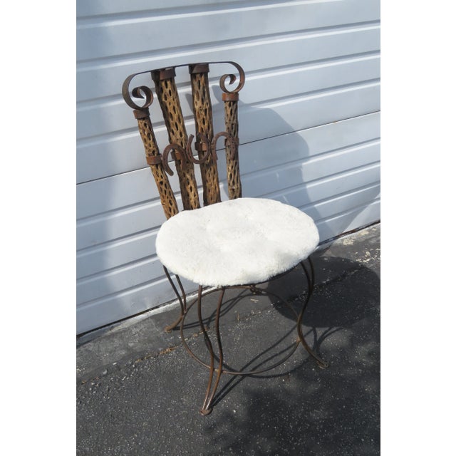 Western Style Set of Six Horse Shoe Metalnd Wood Dining Chairs For Sale In Miami - Image 6 of 13